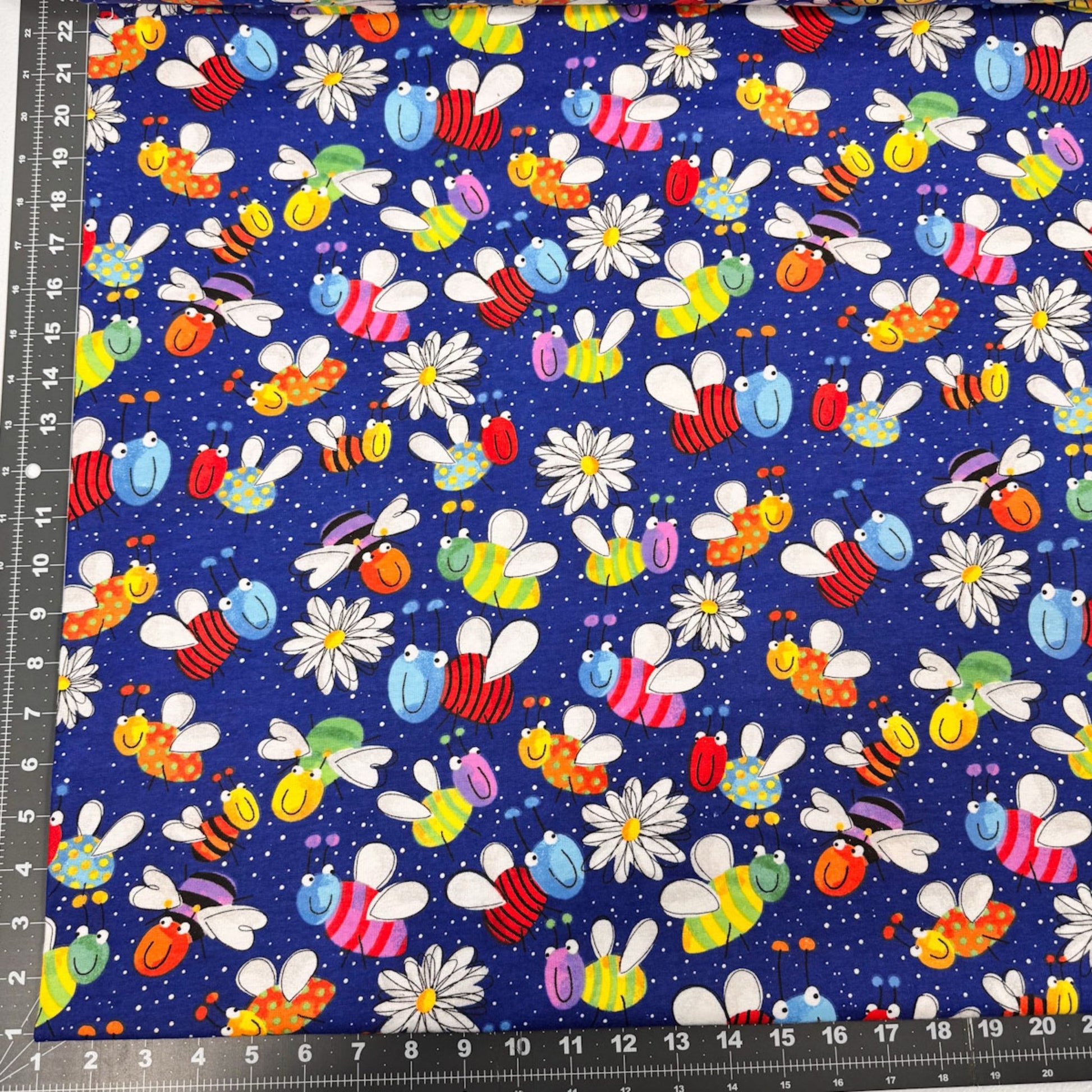 Daisy and Lady Bug FLANNEL fabric 446331 Navy Fun Flannel - Mary Jo Fabrics