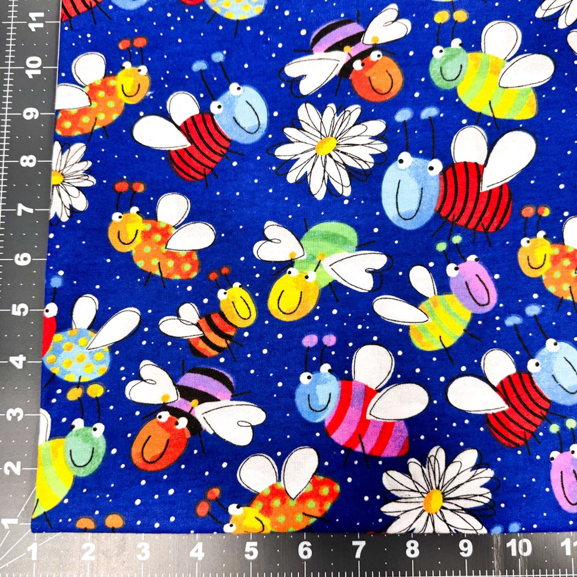Daisy and Lady Bug FLANNEL fabric 446331 Navy Fun Flannel - Mary Jo Fabrics
