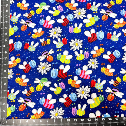Daisy and Lady Bug FLANNEL fabric 446331 Navy Fun Flannel - Mary Jo Fabrics