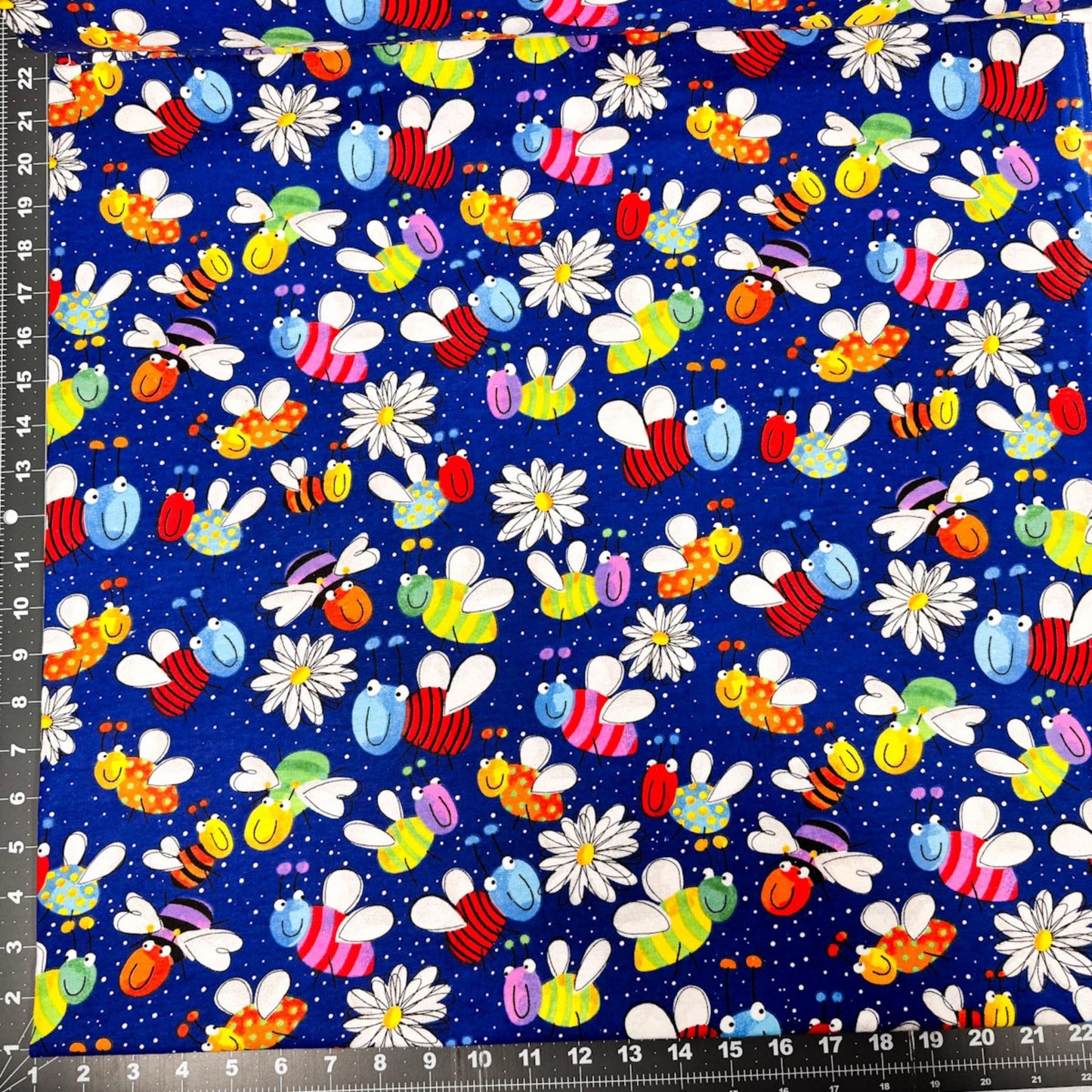 Daisy and Lady Bug FLANNEL fabric 446331 Navy Fun Flannel - Mary Jo Fabrics
