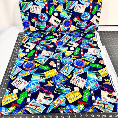 Dark Blue Carolina Cotton Fabric 1289055 Carolina Greetings - Mary Jo Fabrics