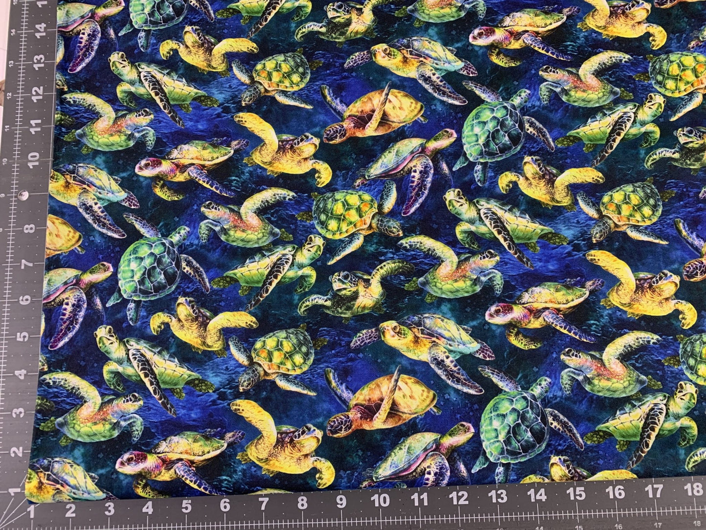 Dark Blue Sea Turtle fabric 59 - 3851 Sea cotton fabric - Mary Jo Fabrics