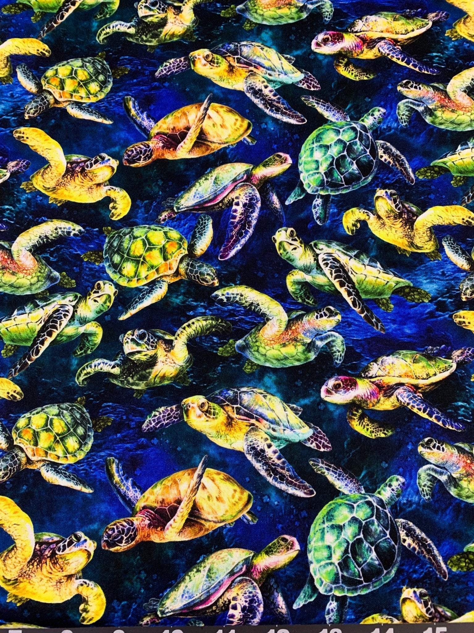 Dark Blue Sea Turtle fabric 59 - 3851 Sea cotton fabric - Mary Jo Fabrics