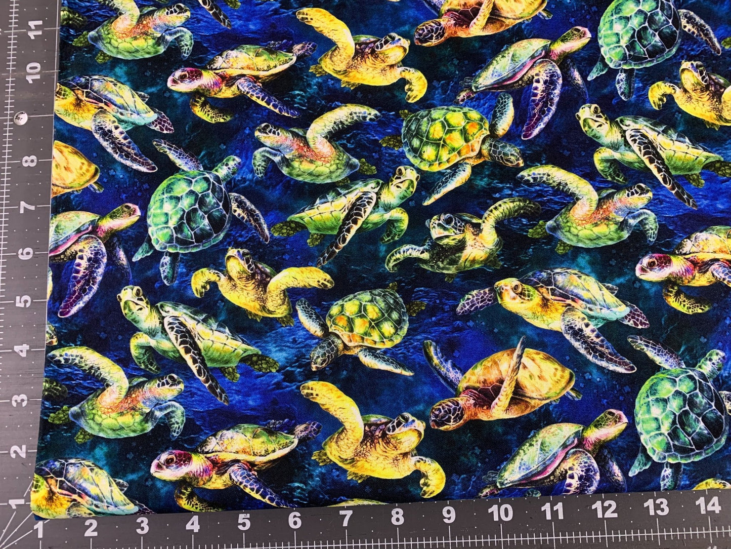 Dark Blue Sea Turtle fabric 59 - 3851 Sea cotton fabric - Mary Jo Fabrics