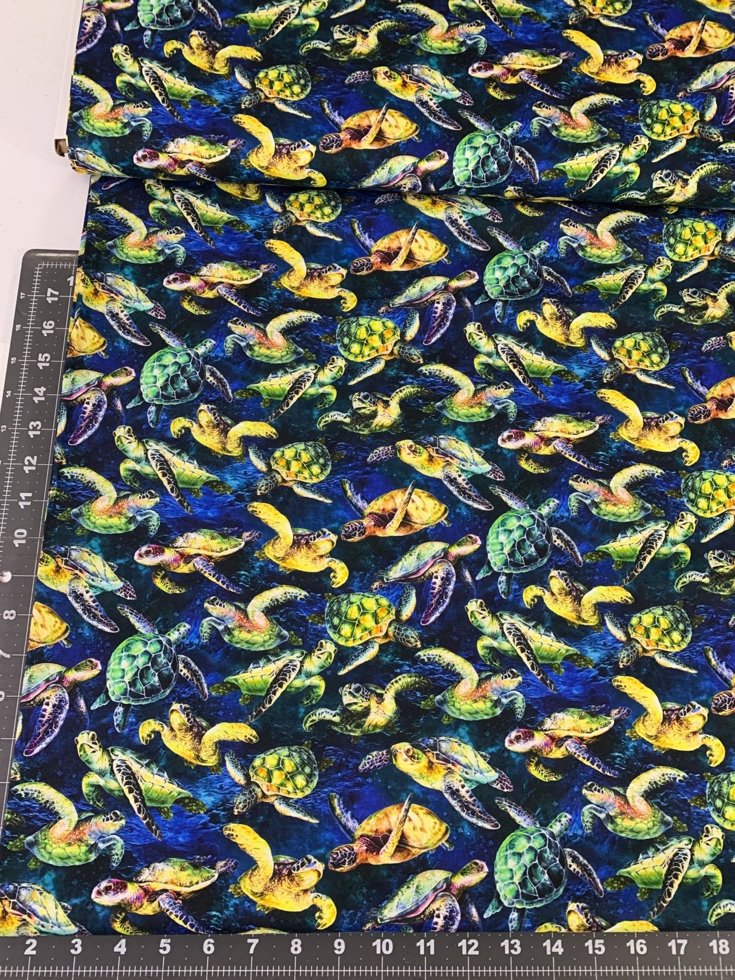 Dark Blue Sea Turtle fabric 59 - 3851 Sea cotton fabric - Mary Jo Fabrics