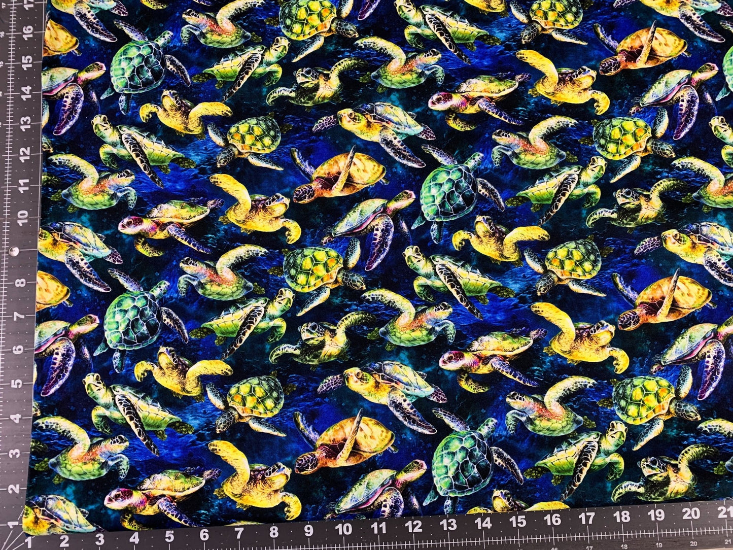 Dark Blue Sea Turtle fabric 59 - 3851 Sea cotton fabric - Mary Jo Fabrics