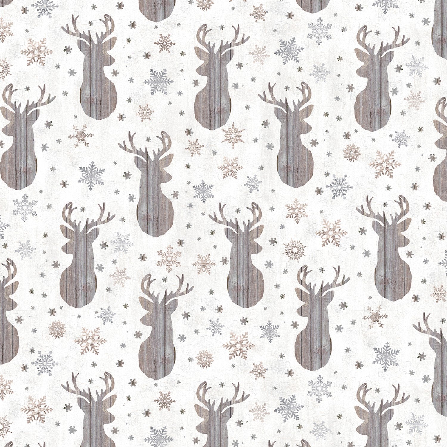 Deer fabric C7475 cream snowflake fabric - Mary Jo Fabrics