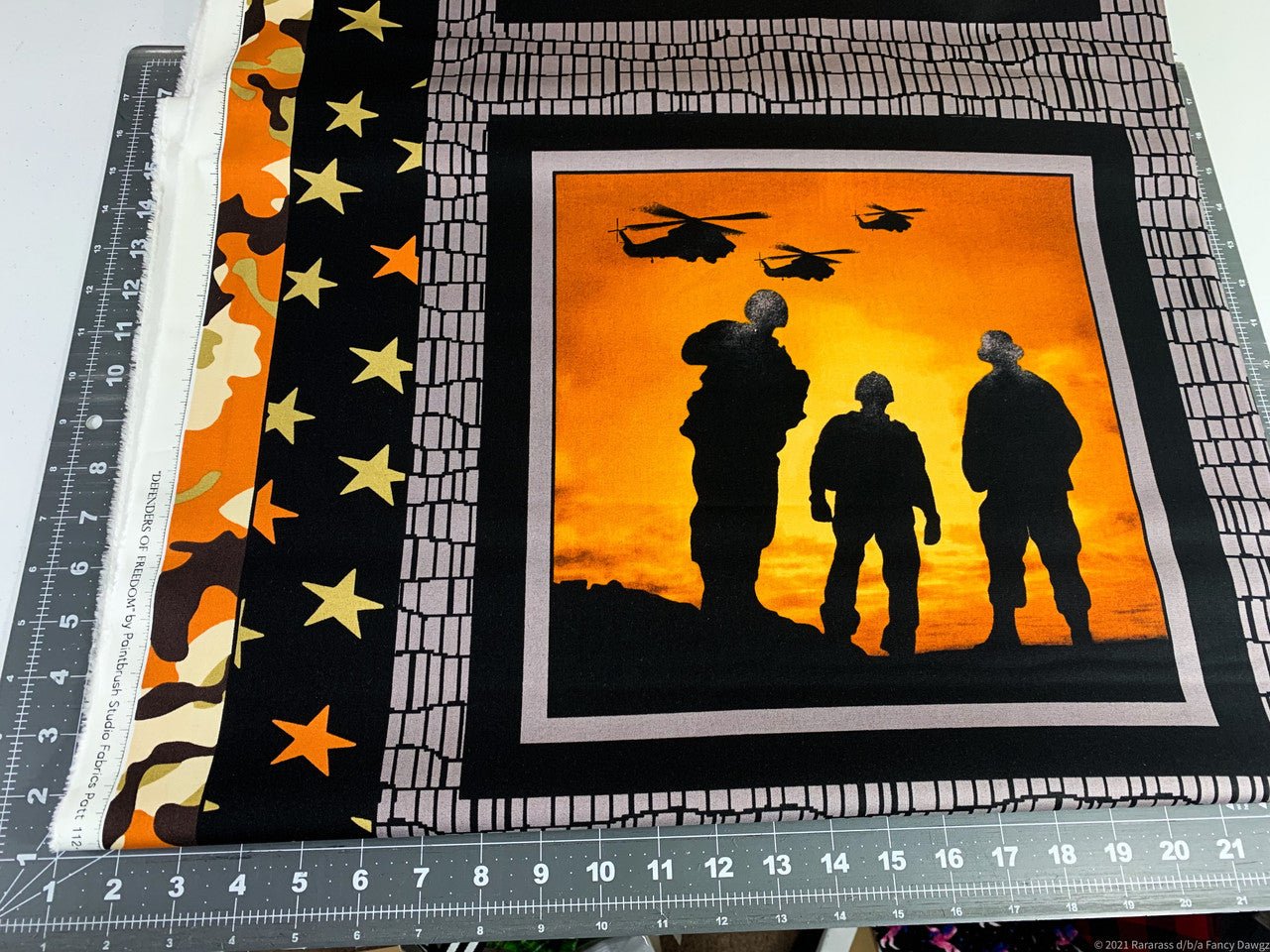 Defender of Freedom 10871 patriotic quilt panel 36"x44" military cotton fabric - Mary Jo Fabrics