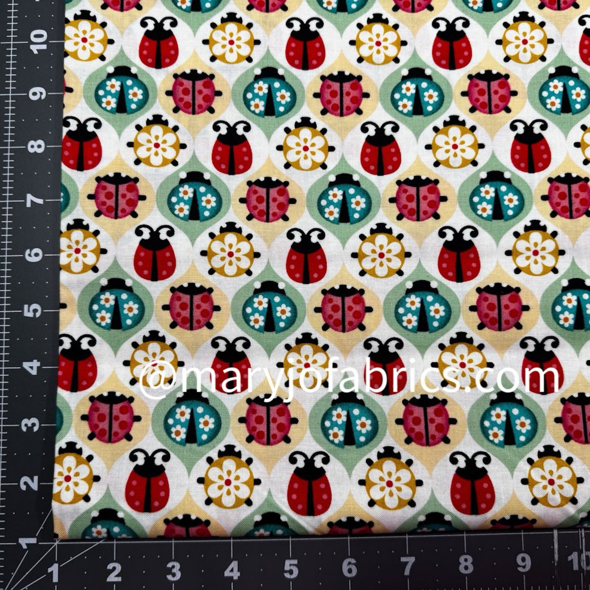 Diamond Ladybug Cotton Fabric DT - 5336 - 4C Lady bugs - Mary Jo Fabrics