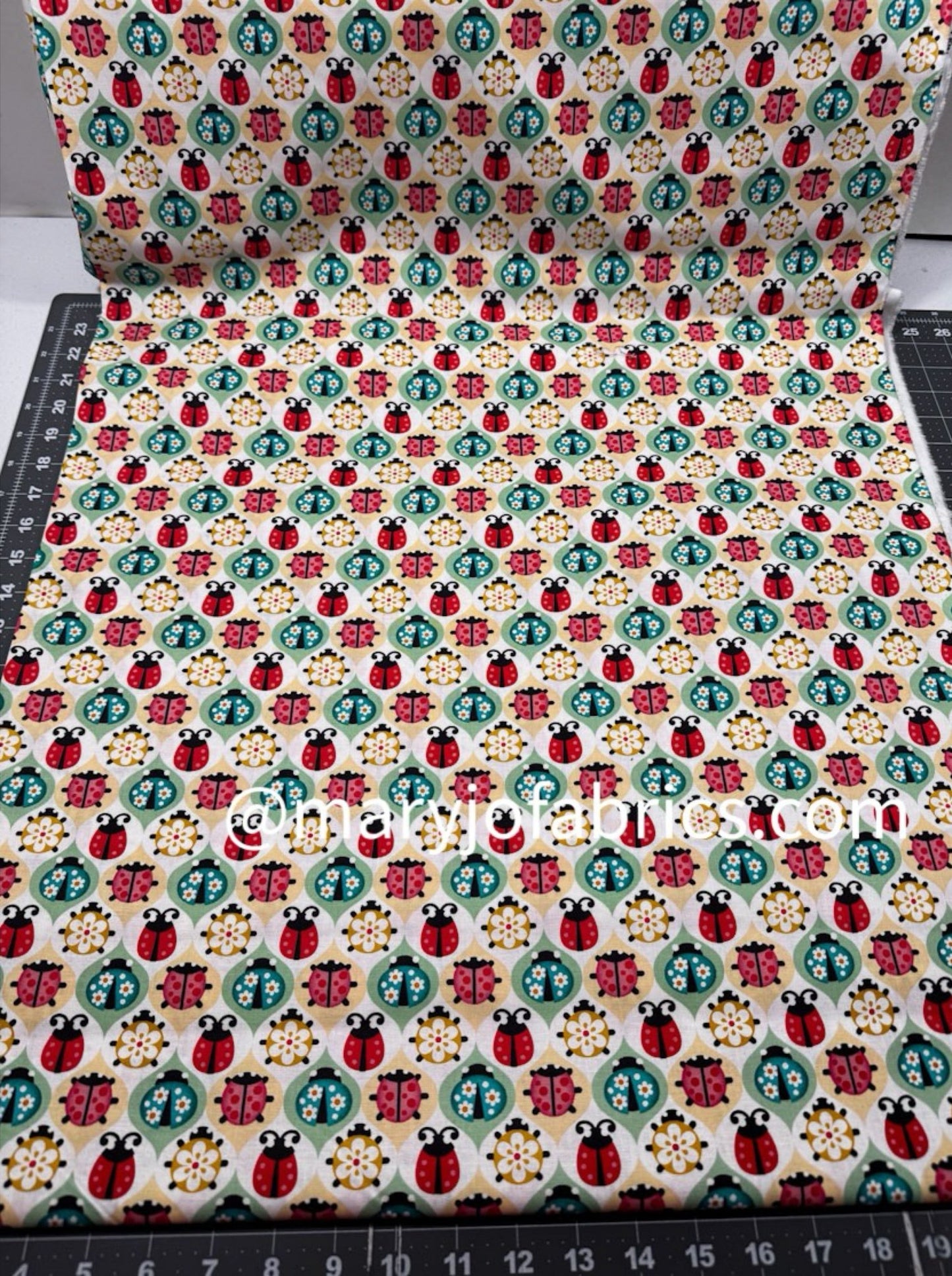 Diamond Ladybug Cotton Fabric DT - 5336 - 4C Lady bugs - Mary Jo Fabrics