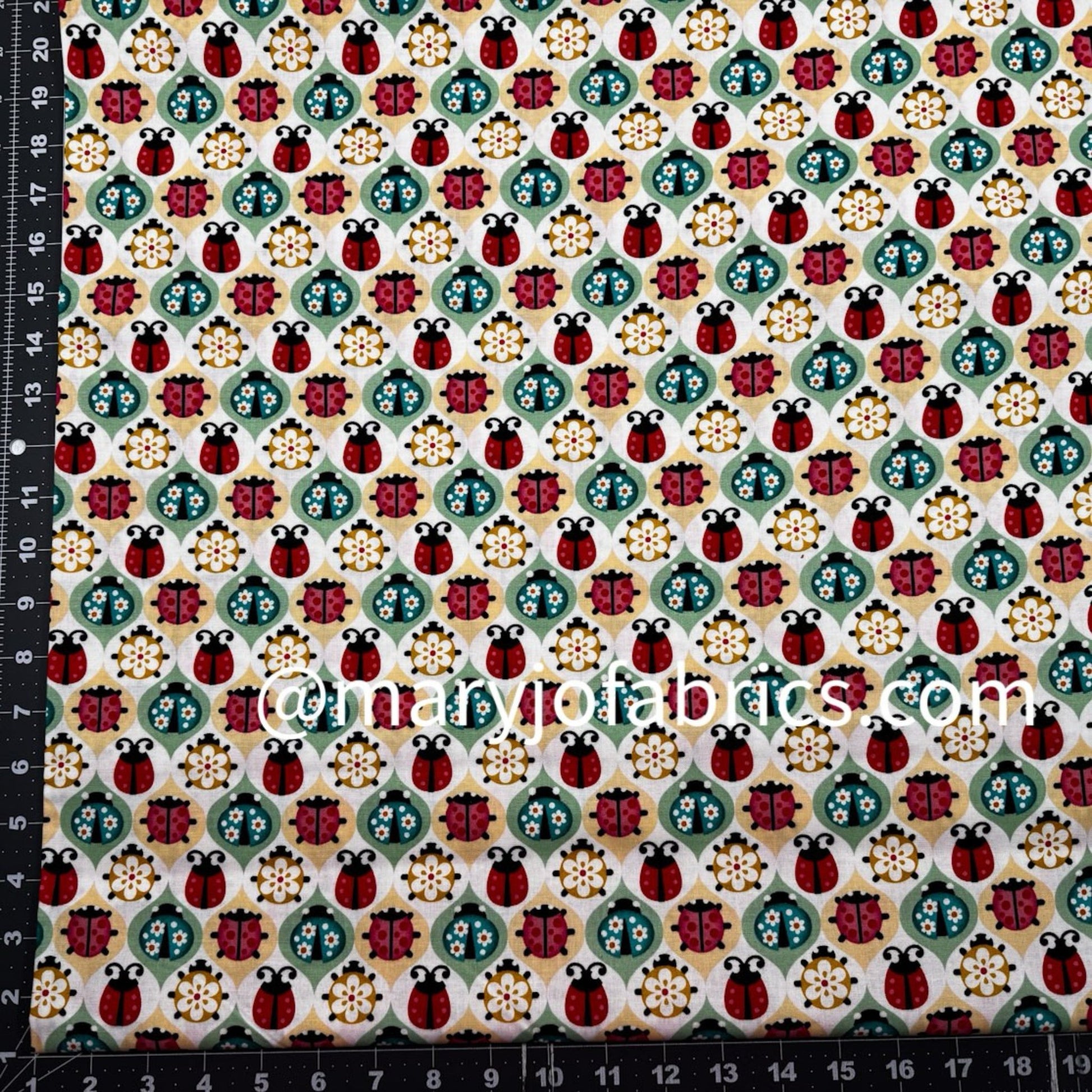 Diamond Ladybug Cotton Fabric DT - 5336 - 4C Lady bugs - Mary Jo Fabrics
