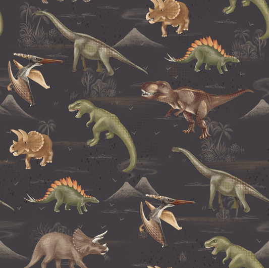 Dinosaur fabric 24149 Trail of Dinos Prehistoric Pack - Mary Jo Fabrics