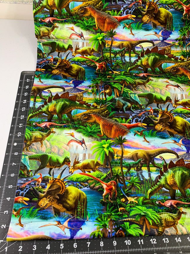 Dinosaur fabric 3262 Dino world dinosaurs cotton fabric - Mary Jo Fabrics