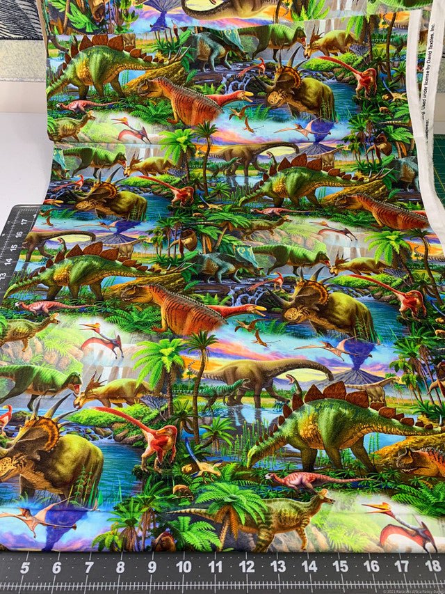 Dinosaur fabric 3262 Dino world dinosaurs cotton fabric - Mary Jo Fabrics