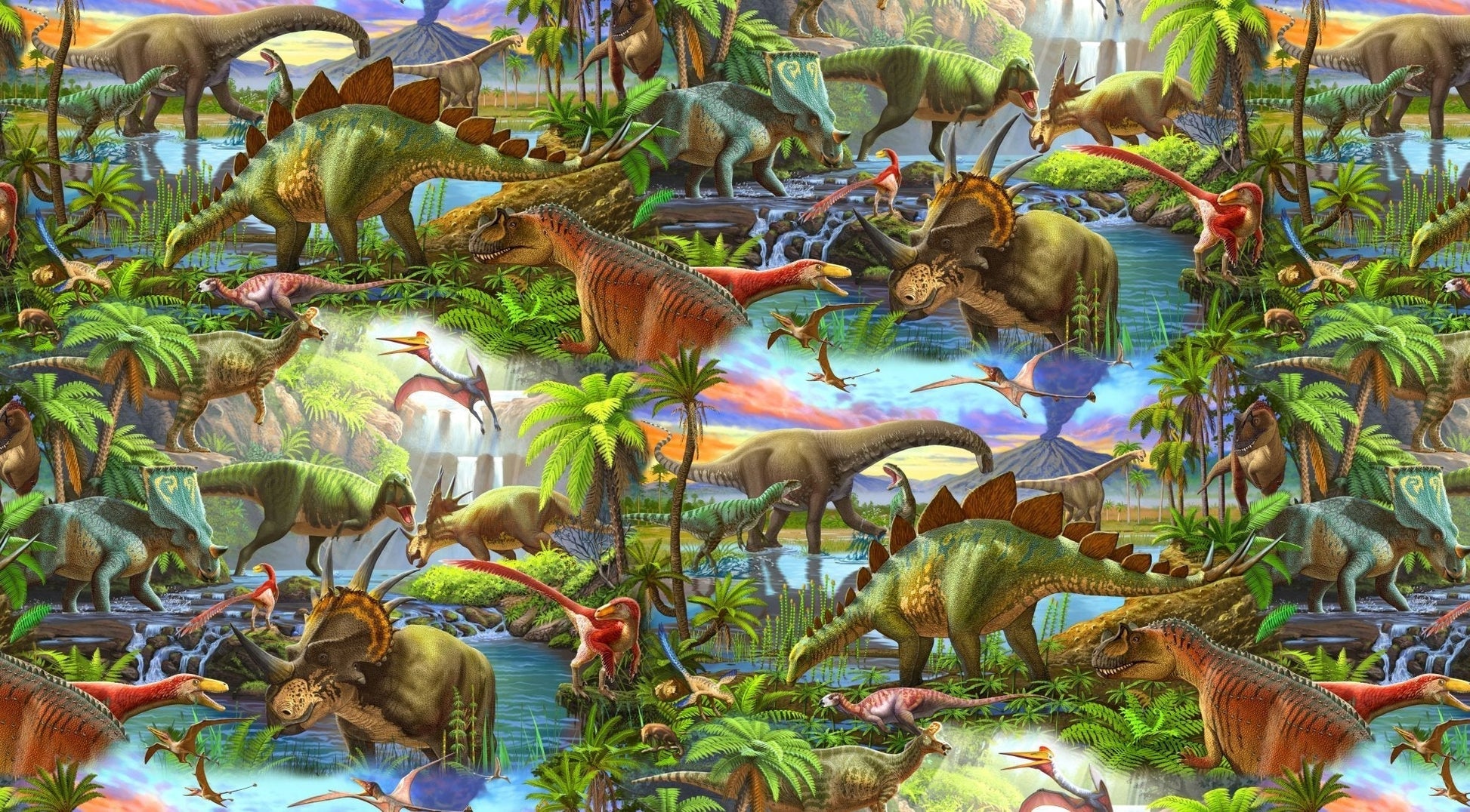 Dinosaur fabric 3262 Dino world dinosaurs cotton fabric - Mary Jo Fabrics