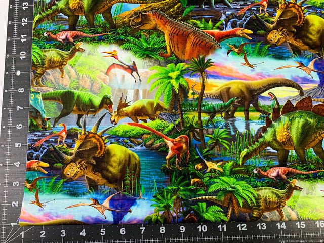 Dinosaur fabric 3262 Dino world dinosaurs cotton fabric - Mary Jo Fabrics