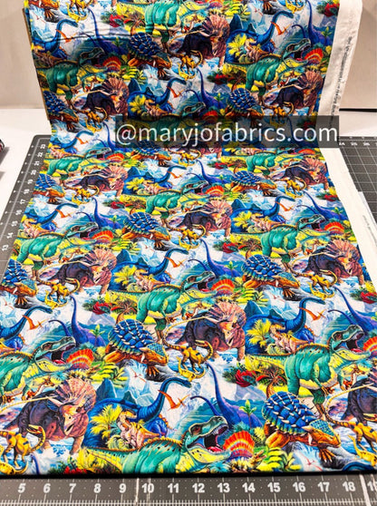 Dinosaur fabric 3763 Jurassic dinosaurs cotton fabric - Mary Jo Fabrics
