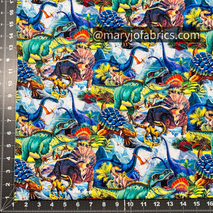 Dinosaur fabric 3763 Jurassic dinosaurs cotton fabric - Mary Jo Fabrics