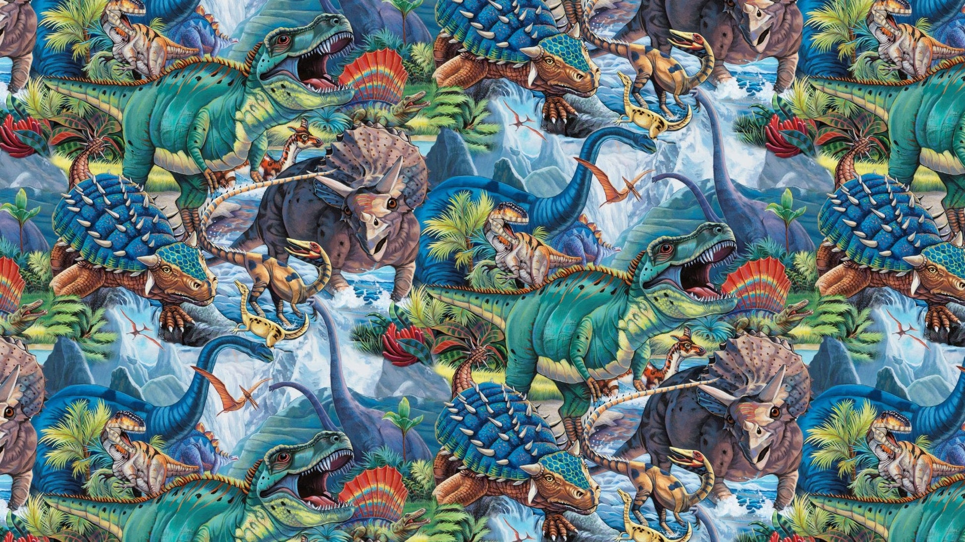 Dinosaur fabric 3763 Jurassic dinosaurs cotton fabric - Mary Jo Fabrics