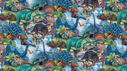 Dinosaur fabric 3763 Jurassic dinosaurs cotton fabric - Mary Jo Fabrics