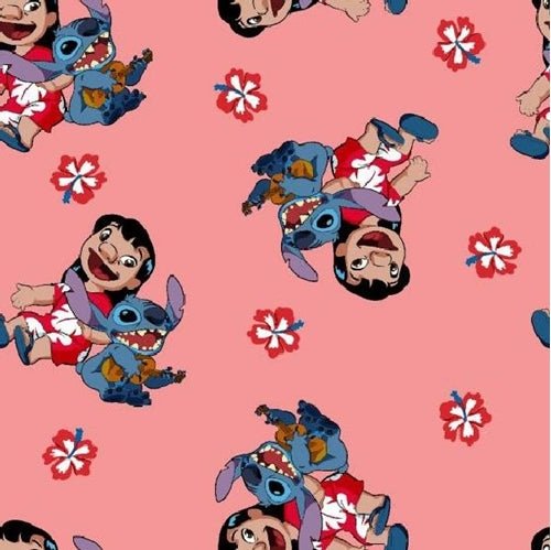 Disney Lilo and Stitch Forever Friends Pink Cotton Fabric - Mary Jo Fabrics