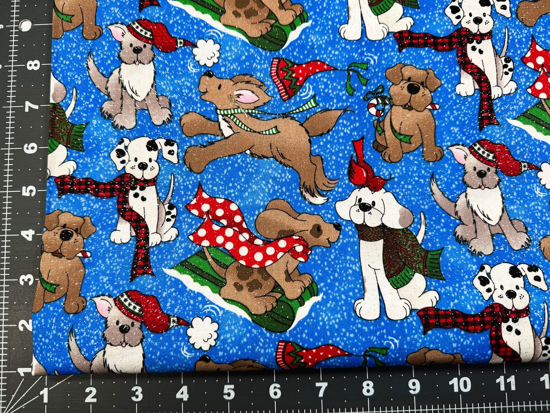 Dogs with Scarves and Glitter Dog fabric - Mary Jo Fabrics