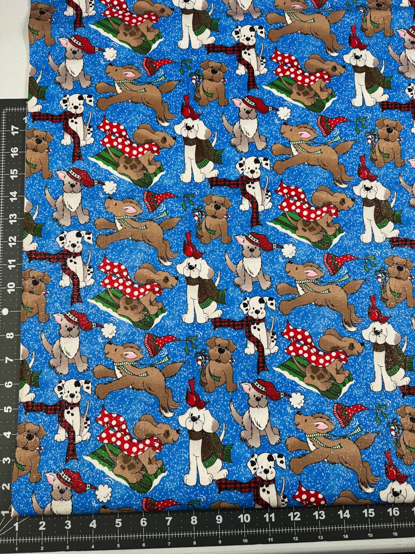 Dogs with Scarves and Glitter Dog fabric - Mary Jo Fabrics