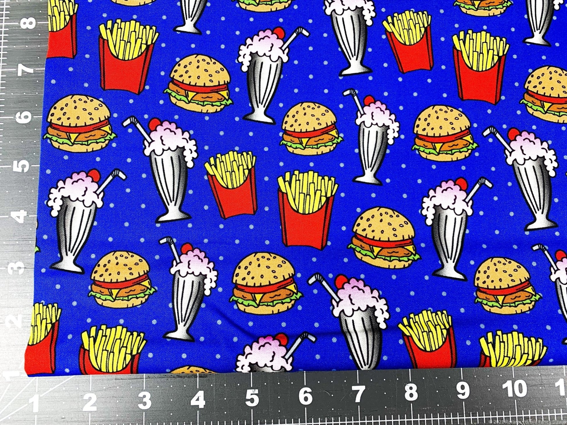 Drink fabric Milkshakes French Fries Hamburger fabric - Mary Jo Fabrics