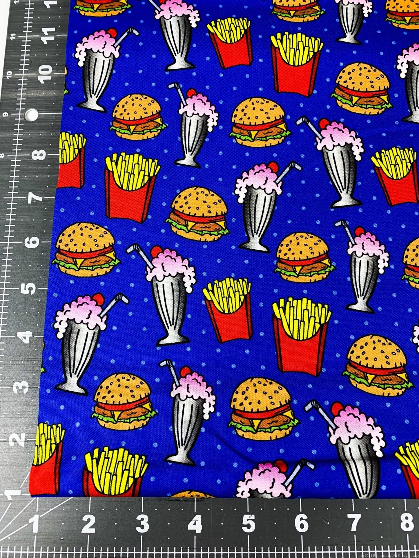 Drink fabric Milkshakes French Fries Hamburger fabric - Mary Jo Fabrics