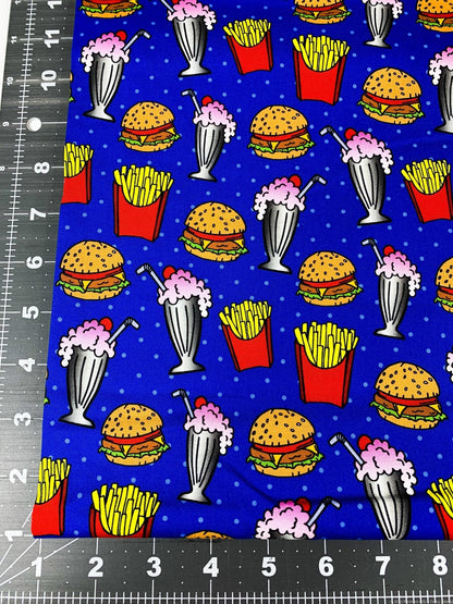 Drink fabric Milkshakes French Fries Hamburger fabric - Mary Jo Fabrics