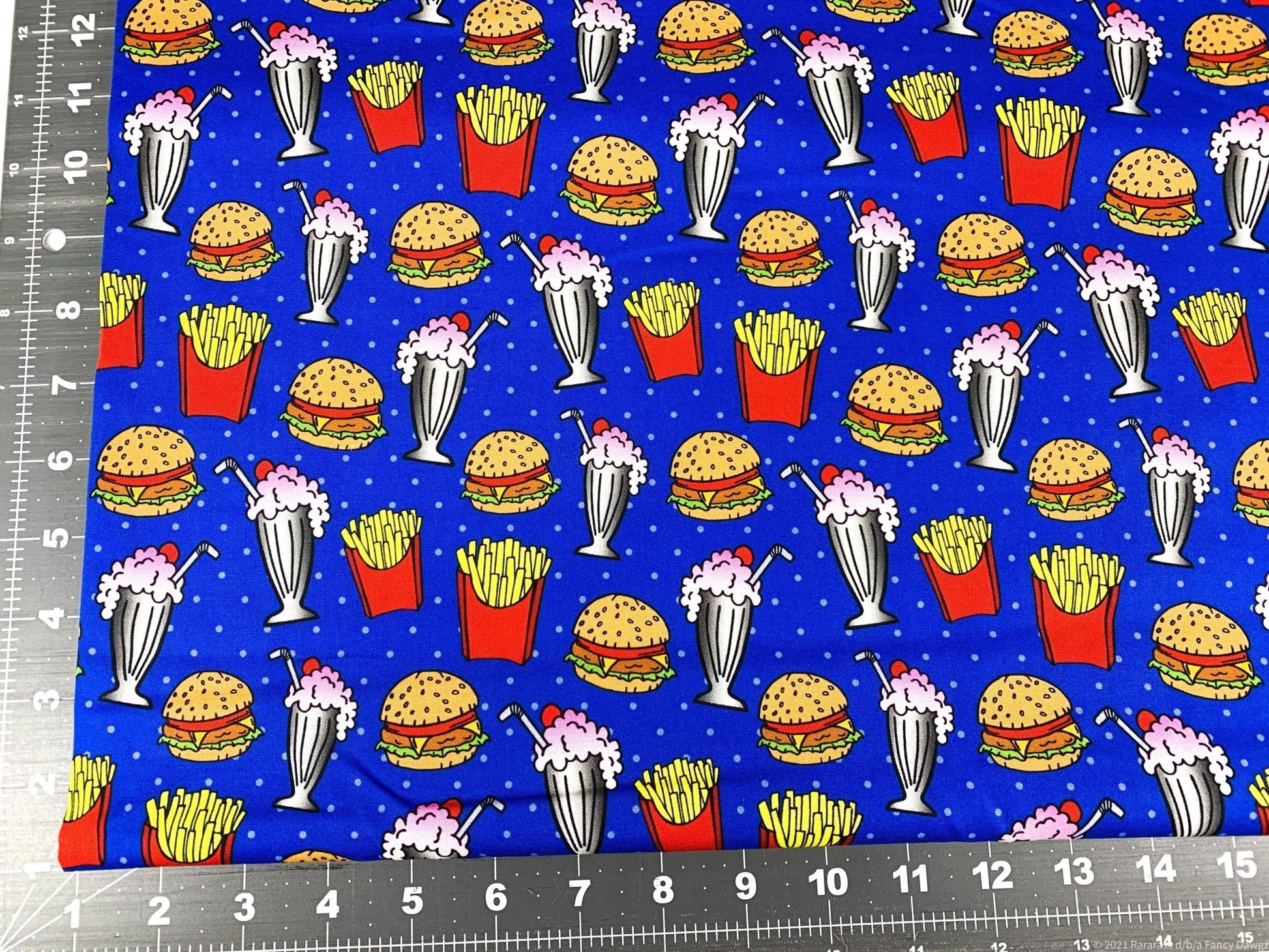 Drink fabric Milkshakes French Fries Hamburger fabric - Mary Jo Fabrics