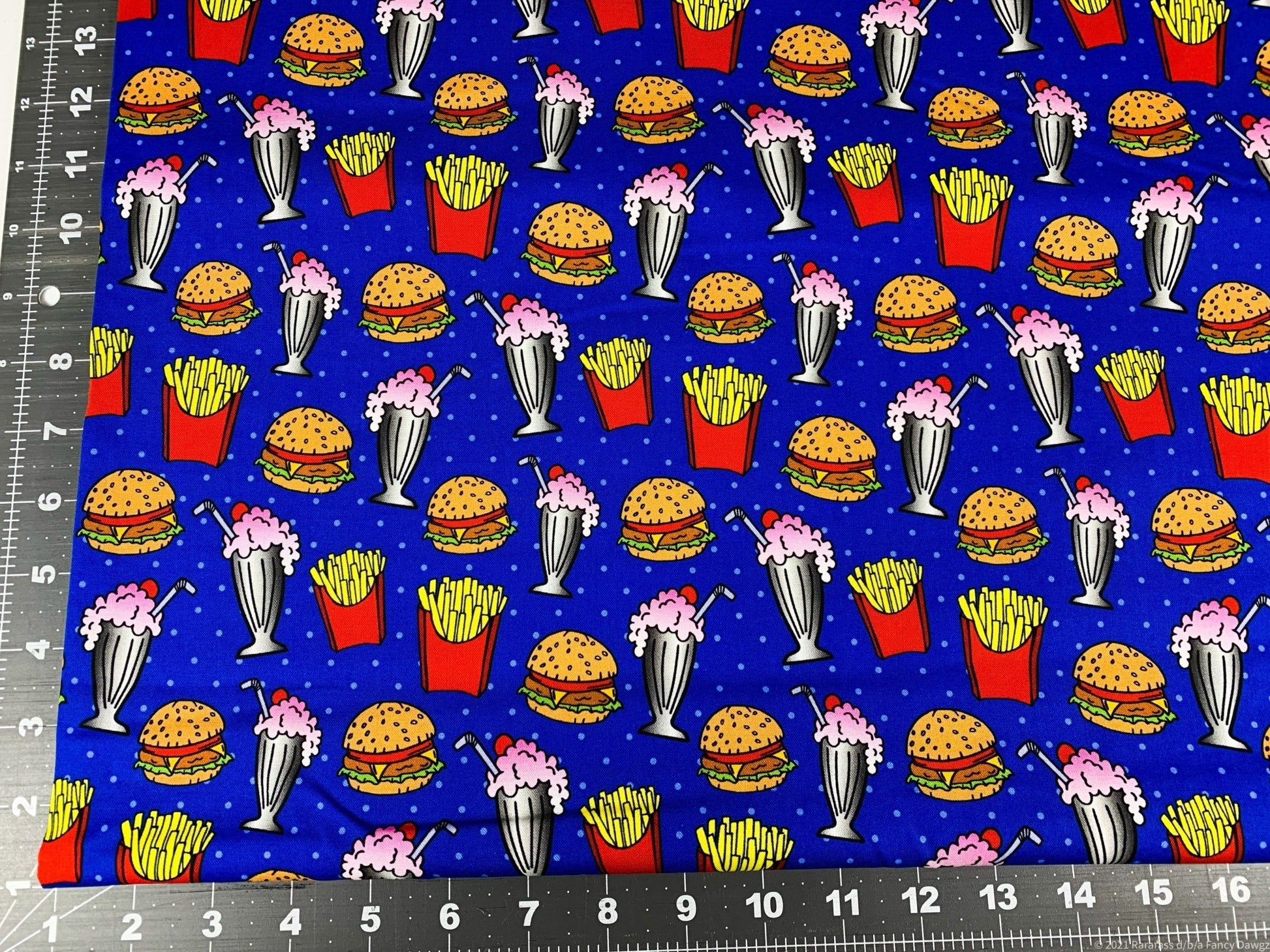 Drink fabric Milkshakes French Fries Hamburger fabric - Mary Jo Fabrics