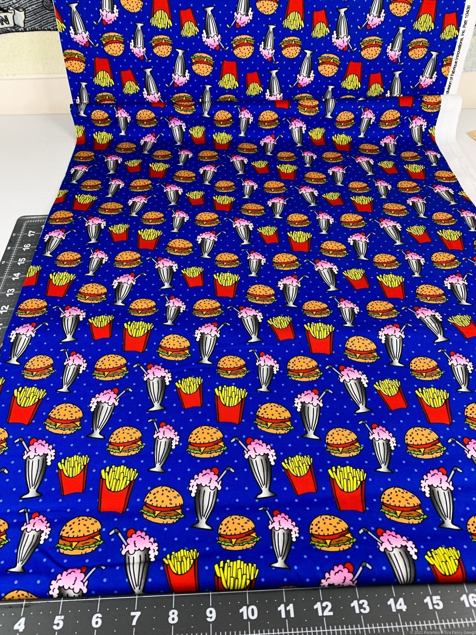 Drink fabric Milkshakes French Fries Hamburger fabric - Mary Jo Fabrics