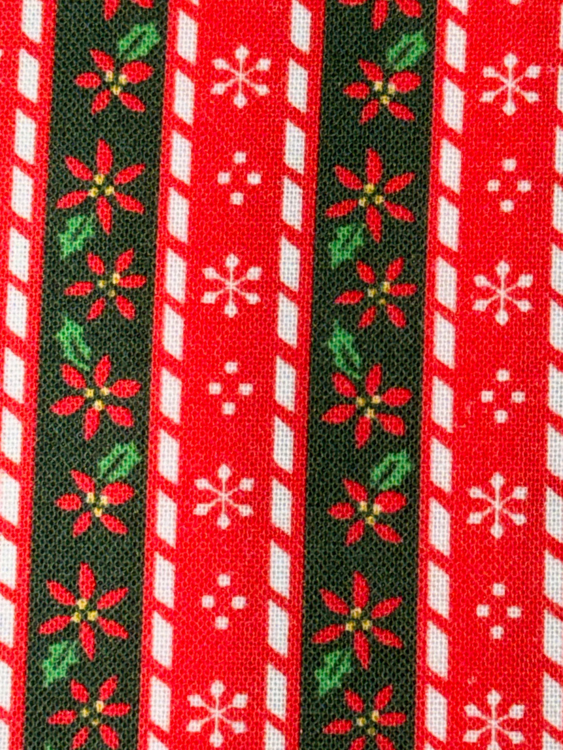 Christmas Poinsettia Stripe cotton fabric