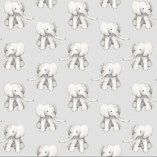 Elephant Fabric DNS3662 Grey Baby Elephant Cotton Fabric - Mary Jo Fabrics