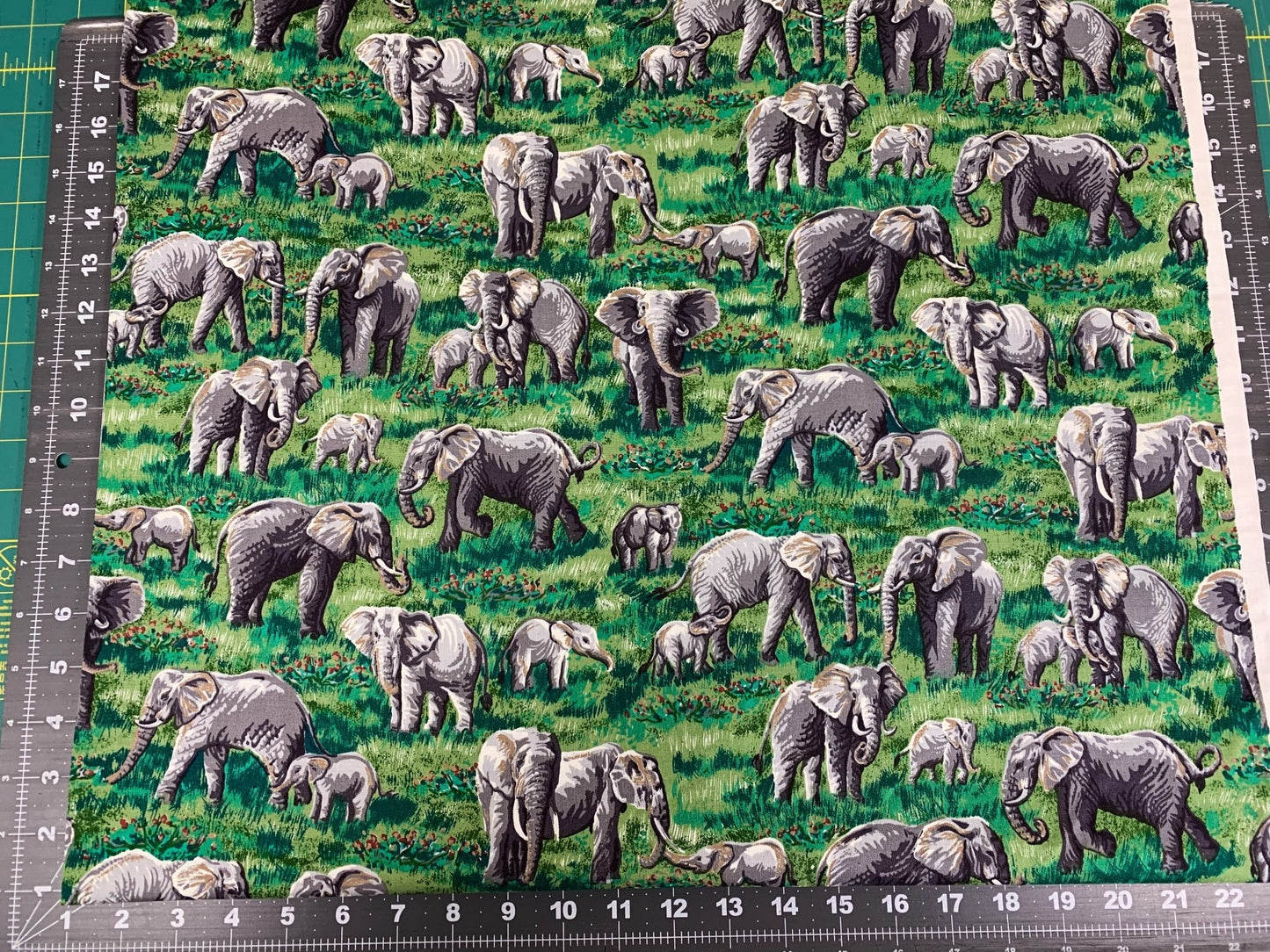 Elephant fabric Grey elephants on safari fabric - Mary Jo Fabrics