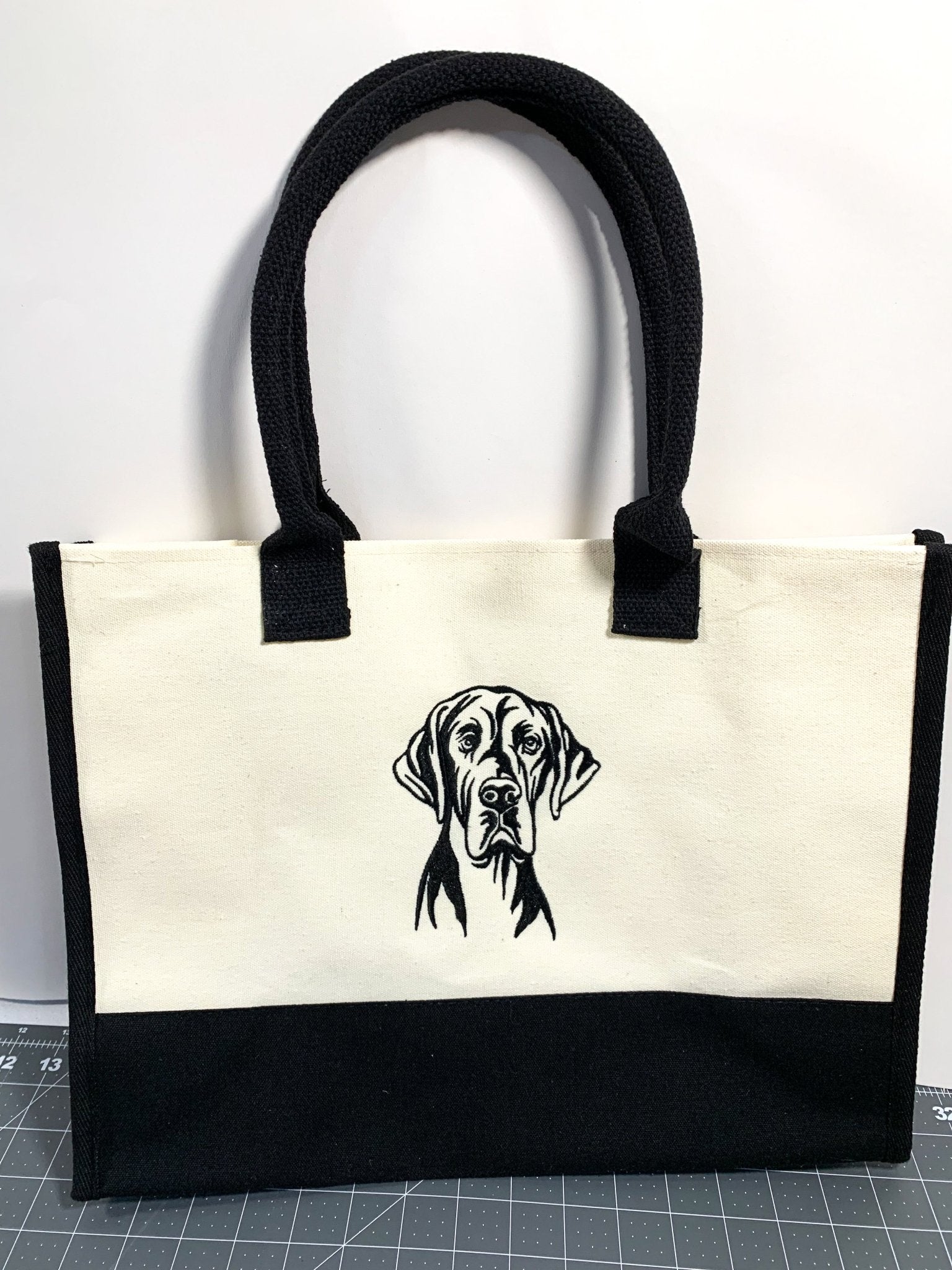 Embroidered Great Dane dog bag 15.7 x 11.8 x 6.7 Large Canvas Tote Bag - Mary Jo Fabrics