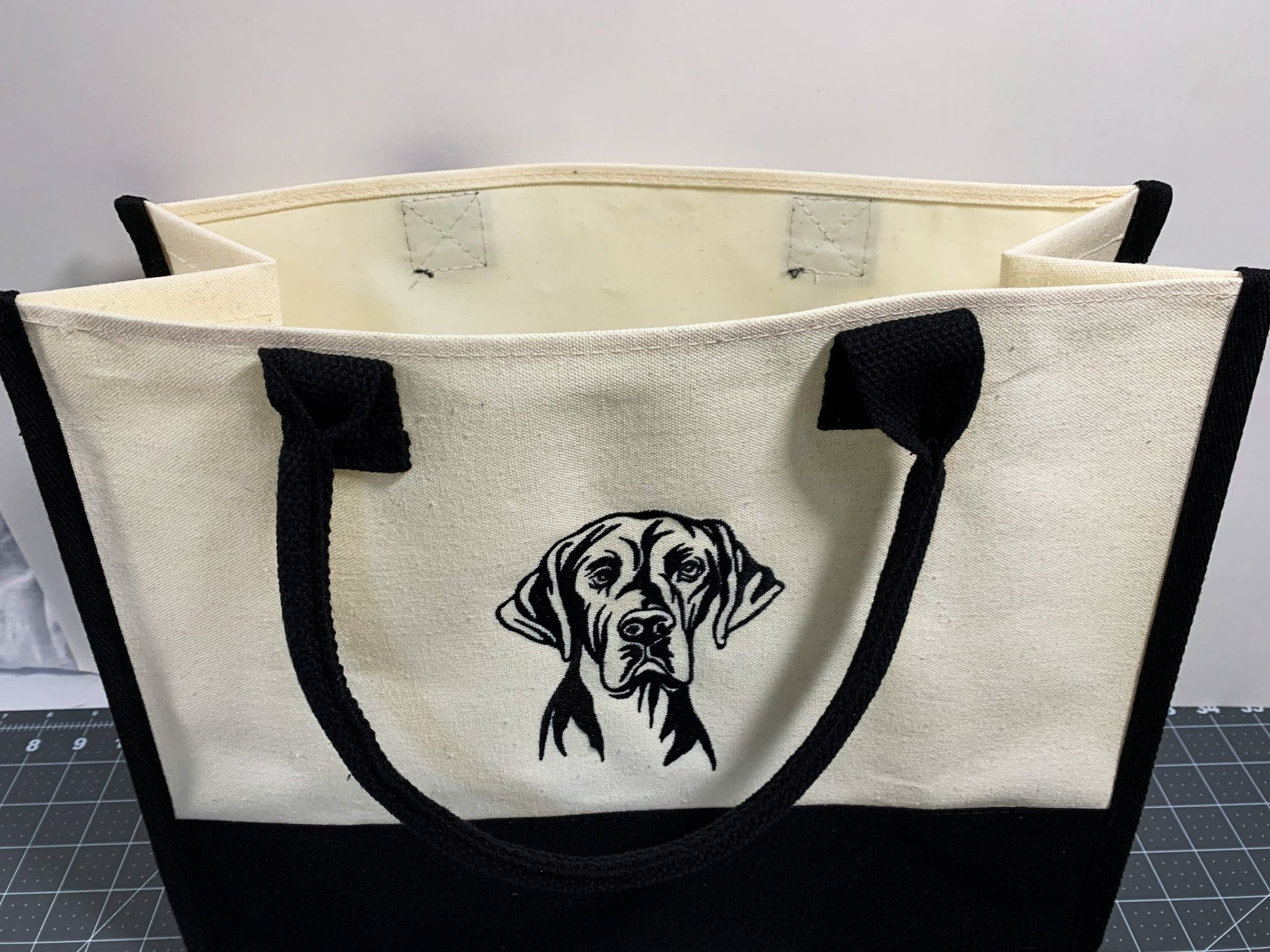 Embroidered Great Dane dog bag 15.7 x 11.8 x 6.7 Large Canvas Tote Bag - Mary Jo Fabrics