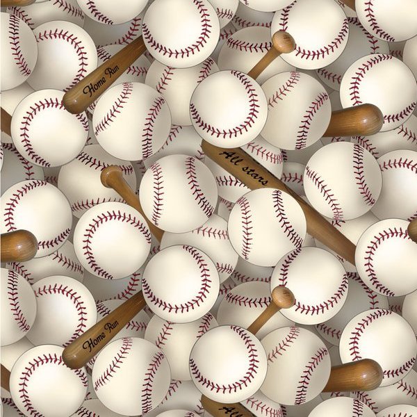 White Baseball Fabric 112 Baseball Bats & Baseballs
