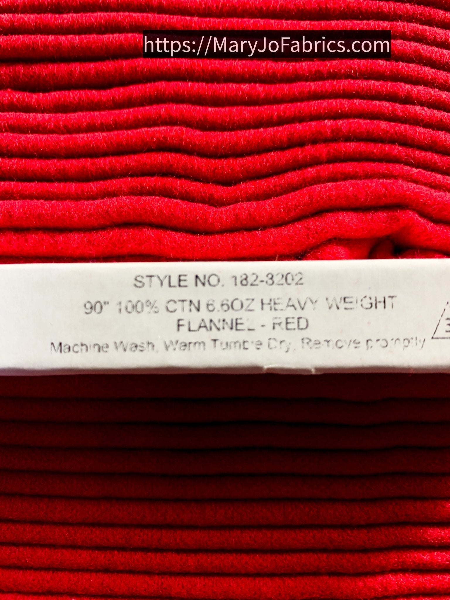 Fabri Quilt Solid Red FLANNEL 182 - 02 Heavy Flannel 90 in - Mary Jo Fabrics