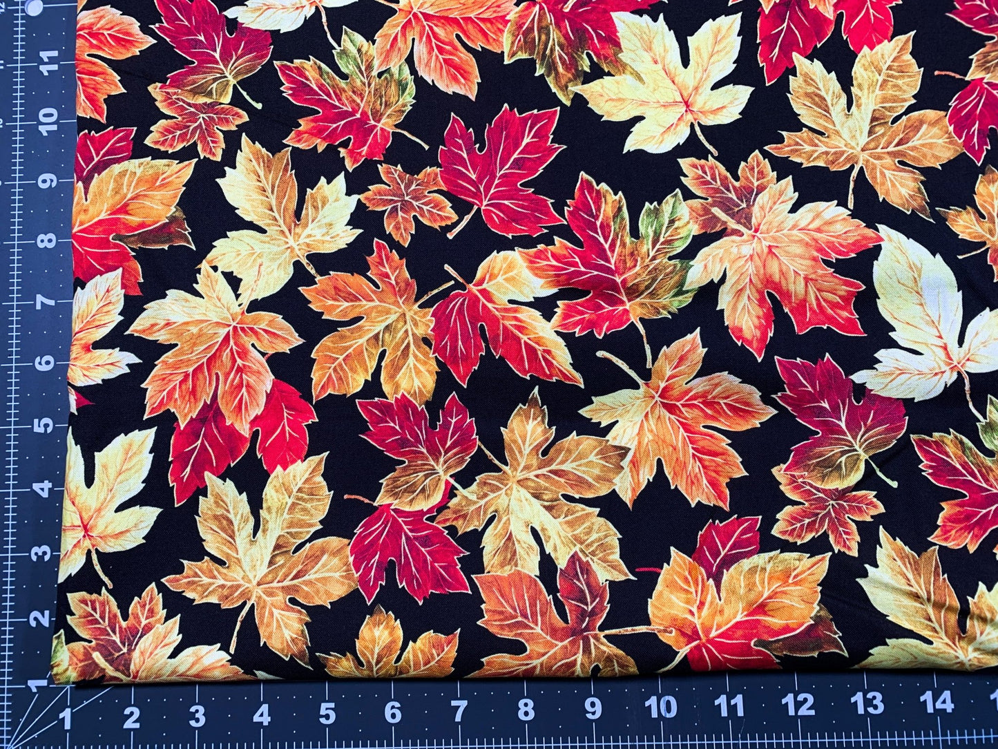 Fall Leaves Cotton fabric 594281 orange leaf fabric - Mary Jo Fabrics