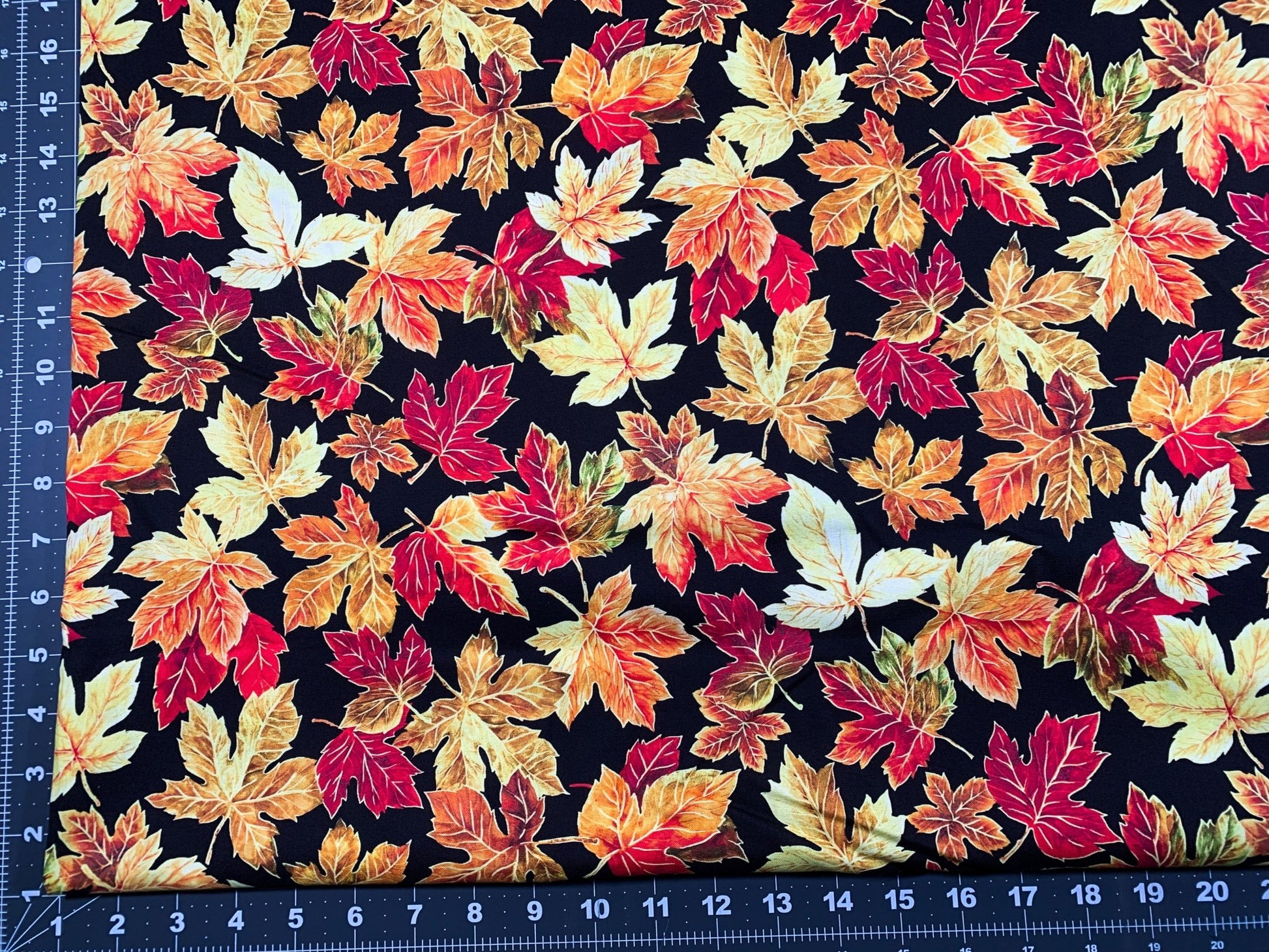 Fall Leaves Cotton fabric 594281 orange leaf fabric - Mary Jo Fabrics