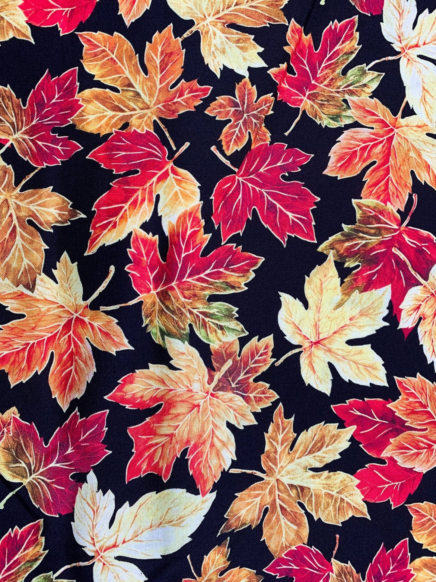 Fall Leaves Cotton fabric 594281 orange leaf fabric - Mary Jo Fabrics