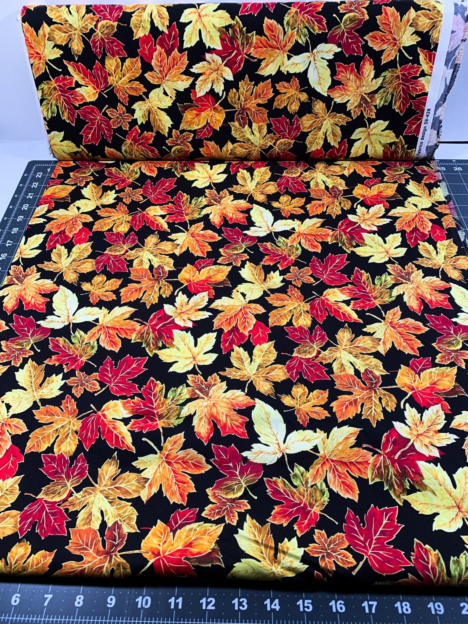 Fall Leaves Cotton fabric 594281 orange leaf fabric - Mary Jo Fabrics