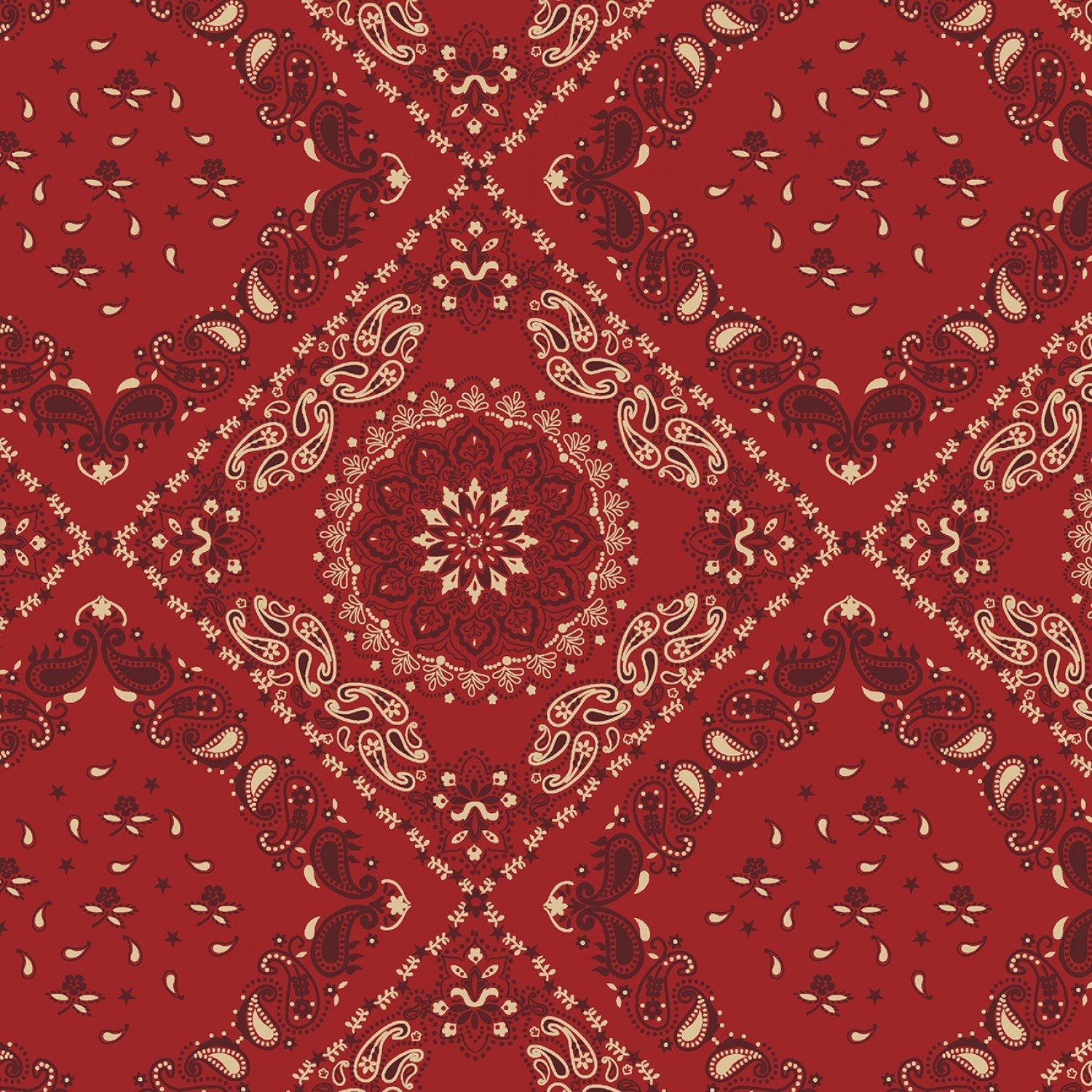 Fancy Red Bandana Fabric 53188 Quilt Backing 108 inch - Mary Jo Fabrics