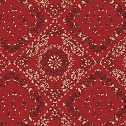 Fancy Red Bandana Fabric 53188 Quilt Backing 108 inch - Mary Jo Fabrics