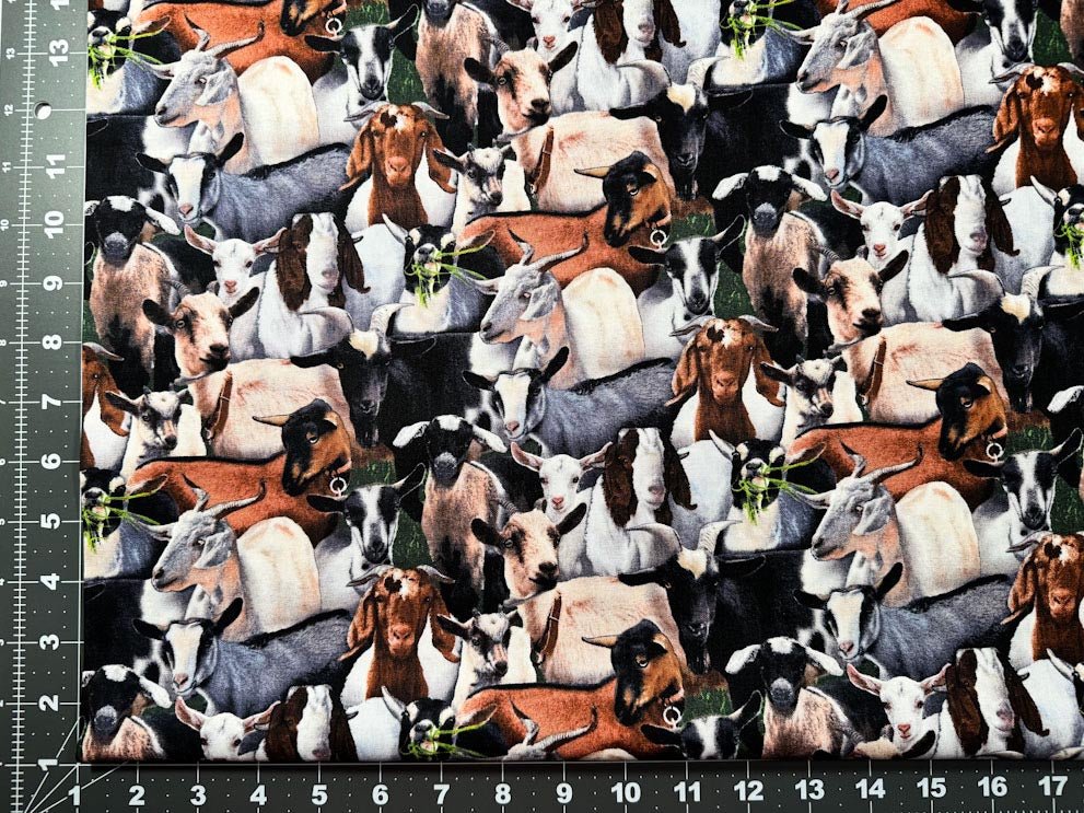 Farm Animal Goat fabric 434 Black Goats Cotton fabric - Mary Jo Fabrics