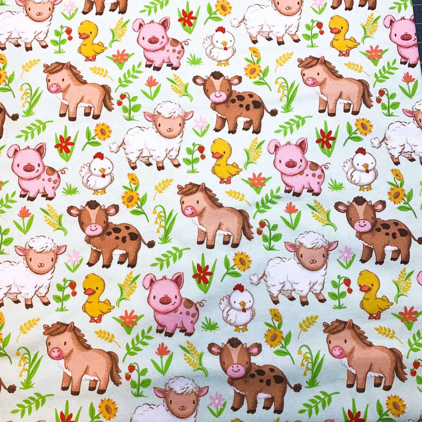 Farm Babies Grazing FLANNEL horse cow fabric - Mary Jo Fabrics