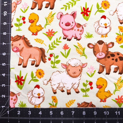 Farm Babies Grazing FLANNEL horse cow fabric - Mary Jo Fabrics
