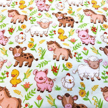 Farm Babies Grazing FLANNEL horse cow fabric - Mary Jo Fabrics